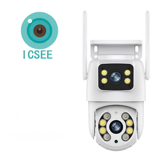 Câmera De Segurança Lente Dupla ICSEE Wi-Fi Sensor Movimento Visão Noturna Giratória - 360°