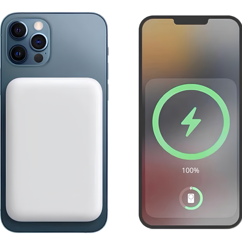 Carregador Portátil 5000Mah Sem fio Para iPhone Indução Magsafe Bateria Carga/Magnética