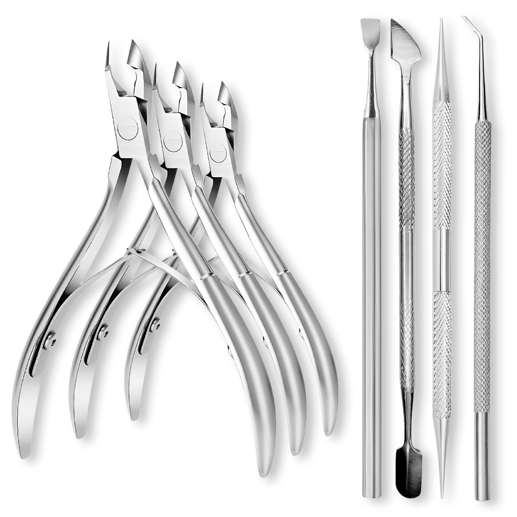 Kit Manicure Completo 7 Peças Inox 3 Alicates + Palito Ponta Duplo ...