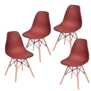 Kit 4 Cadeiras Jantar Copa DKR Eiffel base Madeira - 15 Cores - Or Design