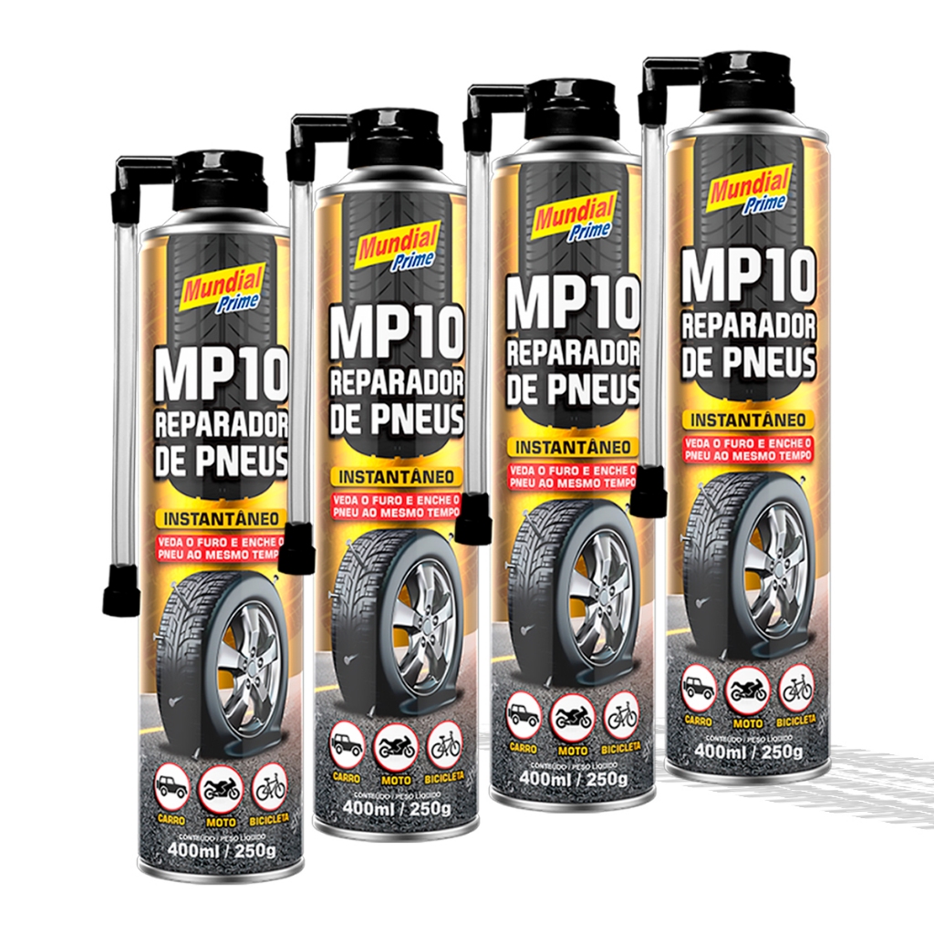 Kit Reparo Pneus Spray MP10 Reparador De Pneus Ideal Para Carros Motos Bicicleta Emergências