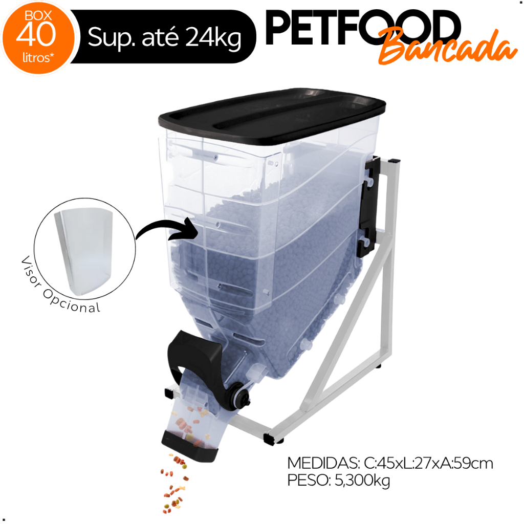 Galão Armazenador de Ração Grãos Cereais Cães Cachorro Petshop Durabox Bancada 40L - 16KG a 24KG em Oferta na Shopee