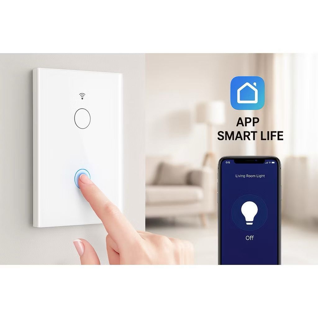 Interruptor Inteligente Touch Smart WiFi com 1, 2 ou 3 botões Branco