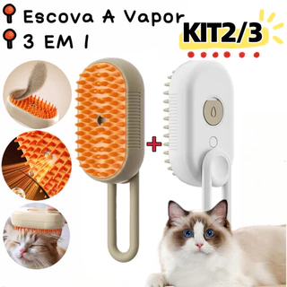Escova A Vapor Para Gatos Cães 3 Em 1 Escova Elétrica Pelos Pente Massagem Remoção De Pelos Animais De Estimação KIT2
