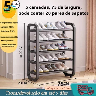 Sapateira 75 cm de Altura e 5 Andares para 15/20 Pares stante para Sapatos 5 Andares