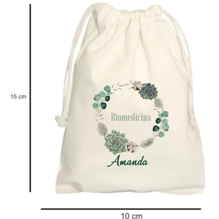 Kit 35 Saquinhos Ecológicos Algodão Cru 30x40 Transfer 14x20 Personalizado para Lembrancinha