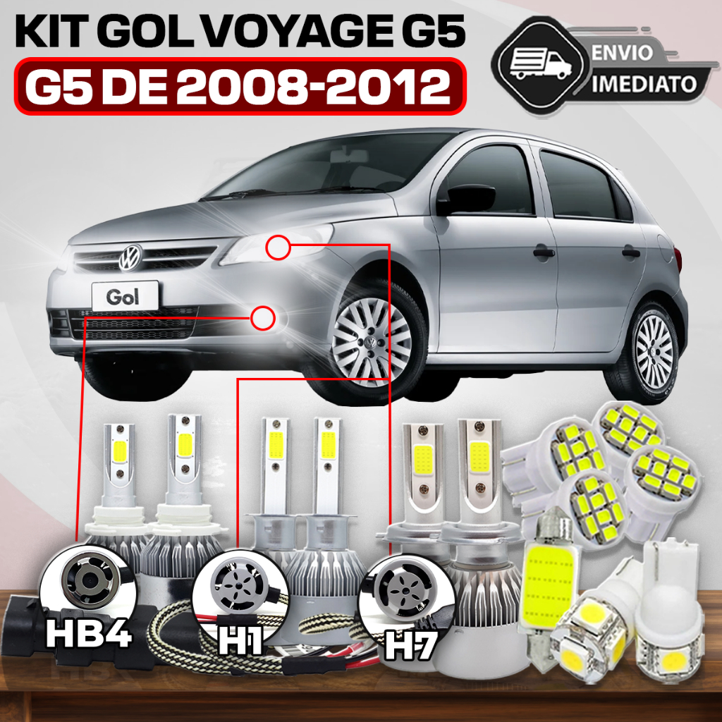 Kit Completo de LEDs Gol Voyage G5 Alto Baixo Milha Led interno ...