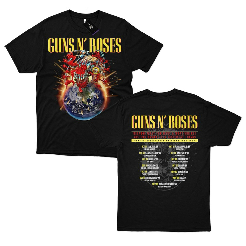 GUNS N' ROSES 2025 TOUR オフィシャル Tシャツ Camiseta Guns N' Roses Latin American Tour 2025 100% Algodão