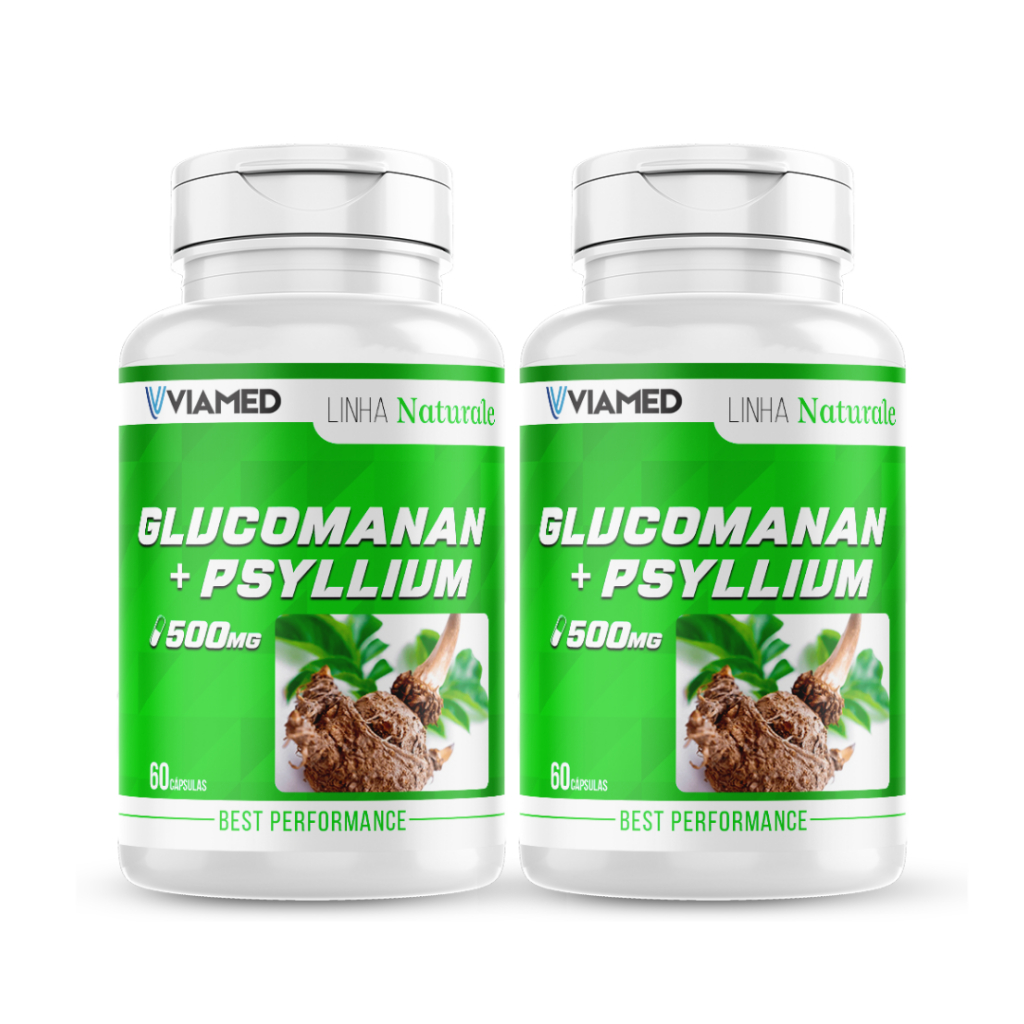 kit 2 Glucomannan com Psyllium 60 Cápsulas 500mg Viamed: Controle de ...