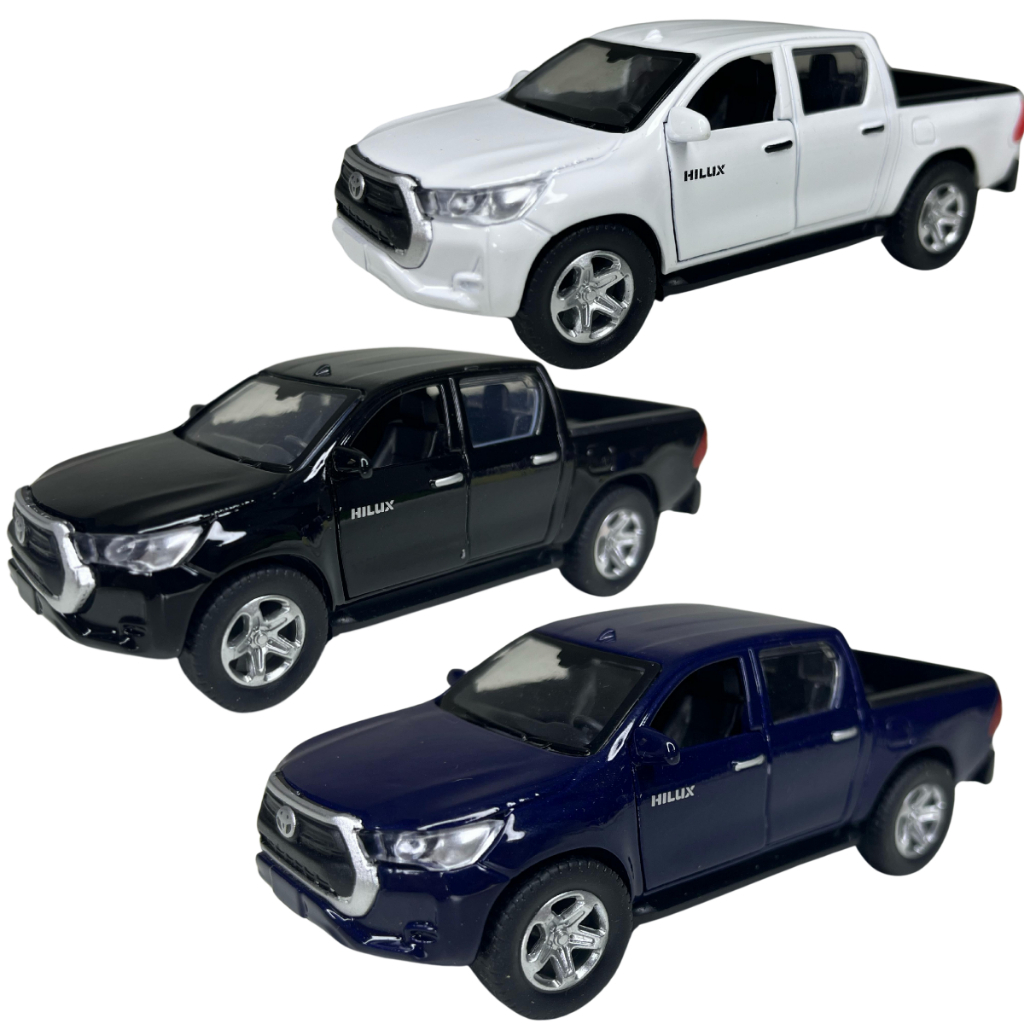 Miniatura Toyota Hilux para Colecionadores Metal 1:36 Cores Azul