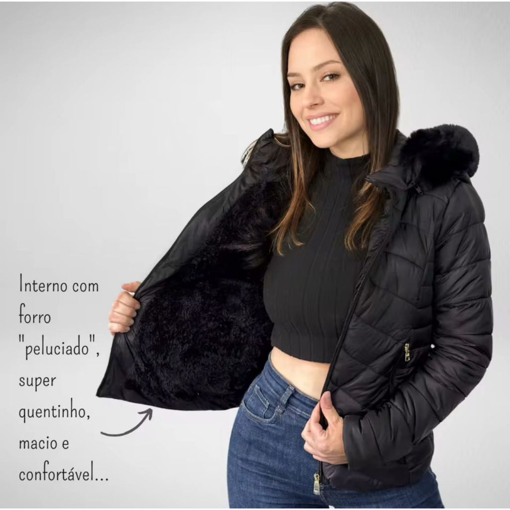 Jaqueta Veludo Casaco De Frio Com Pelo Por Dentro Jaqueta Feminina