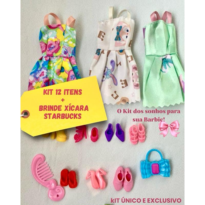 KIT 3 VESTIDOS PARA BARBIE E ACESSORIOS KIT LOTE BARBIE KIT ROUPINHAS ...