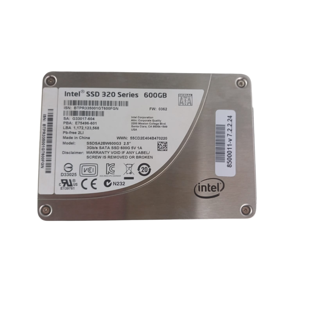 Ssd 600 Gb Mcckt Sata 3gbs Intel 320 S Ssdsa2bw600g3d | Shopee Brasil