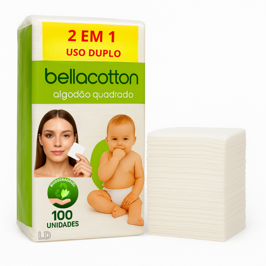 Algodão Quadrado Bellacotton Com 600 Unidades