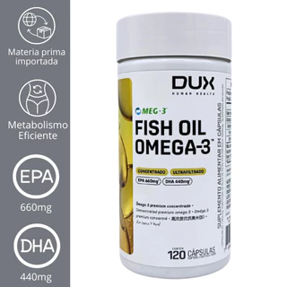 FISH OIL ÔMEGA 3 (600MG EPA, 440MG DHA) 1,44MG 120CAPS - DUX NUTRITION