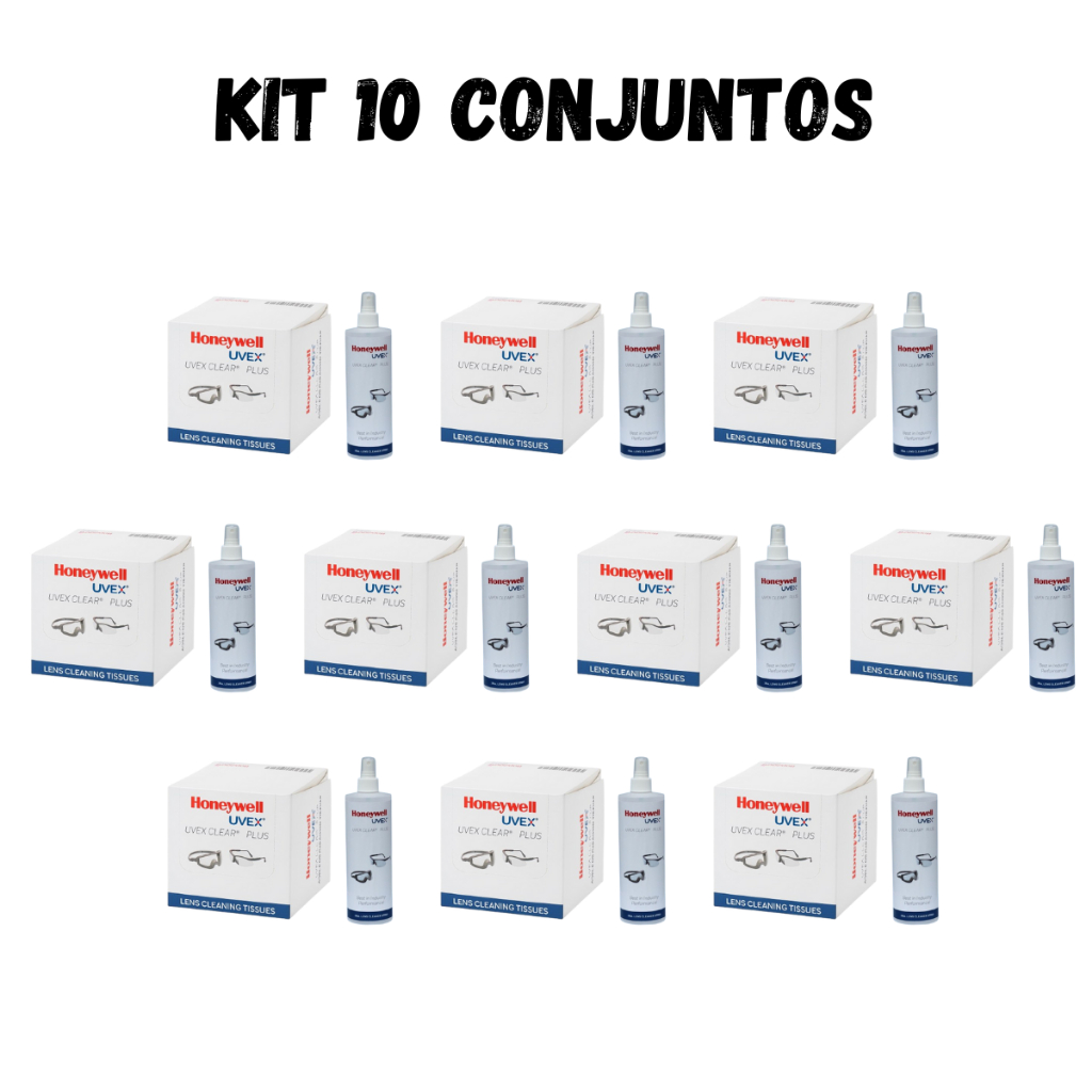 Kit 10 Limpador Líquido Spray S463 + 10 Lenço Limpeza Lentes Uvex S476 ...