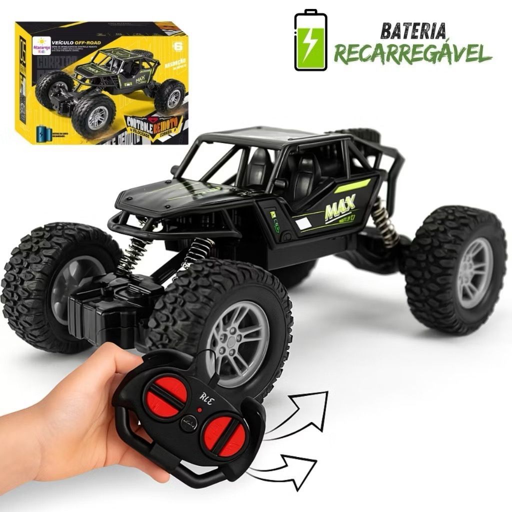 Carrinho de Controle Remoto 4x4 Recarregável USB Anda Na Terra Jeep Off ...