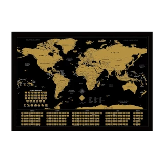 Mapa Mundi Raspadinha C/ Bandeiras 42x60 Com Moldura