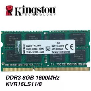 MEMÓRIA RAM KINGSTON DDR3L 8G NOTEBOOK 1600MHZ KVR16LS11/8