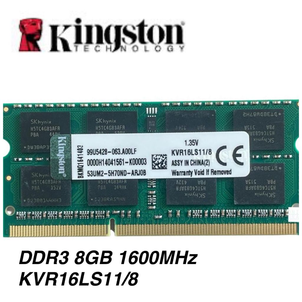 MEMÓRIA RAM DDR3 8G 1600MHZ NOTEBOOK KVR16LS11/8 KINGTON