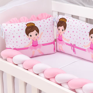 Kit Mini Berço 08 Peças com Trança, Mosquiteiro e Edredom – Enxoval Bebê Estampa Fofa e Confortável em Oferta na Shopee