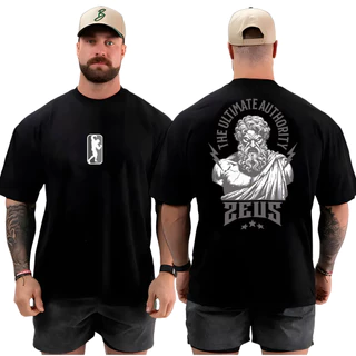 Camiseta Camisa Oversized Top para Academia Musculação Zeus Branca Streetwear 100% Algodão