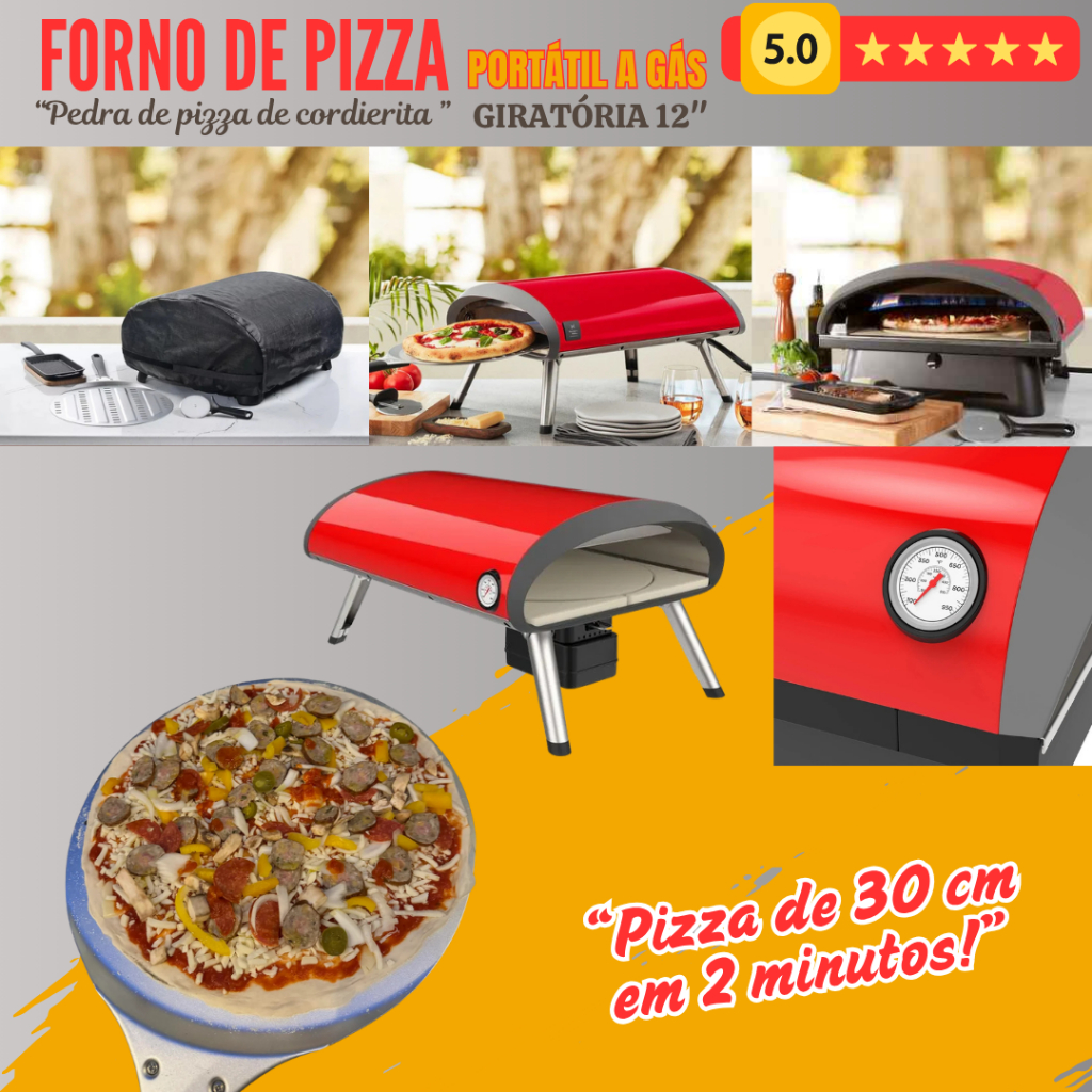 FORNO DE PIZZA GIRATÓRIO PORTÁTIL A GÁS M. MARK - AUTÊNTICA PIZZA