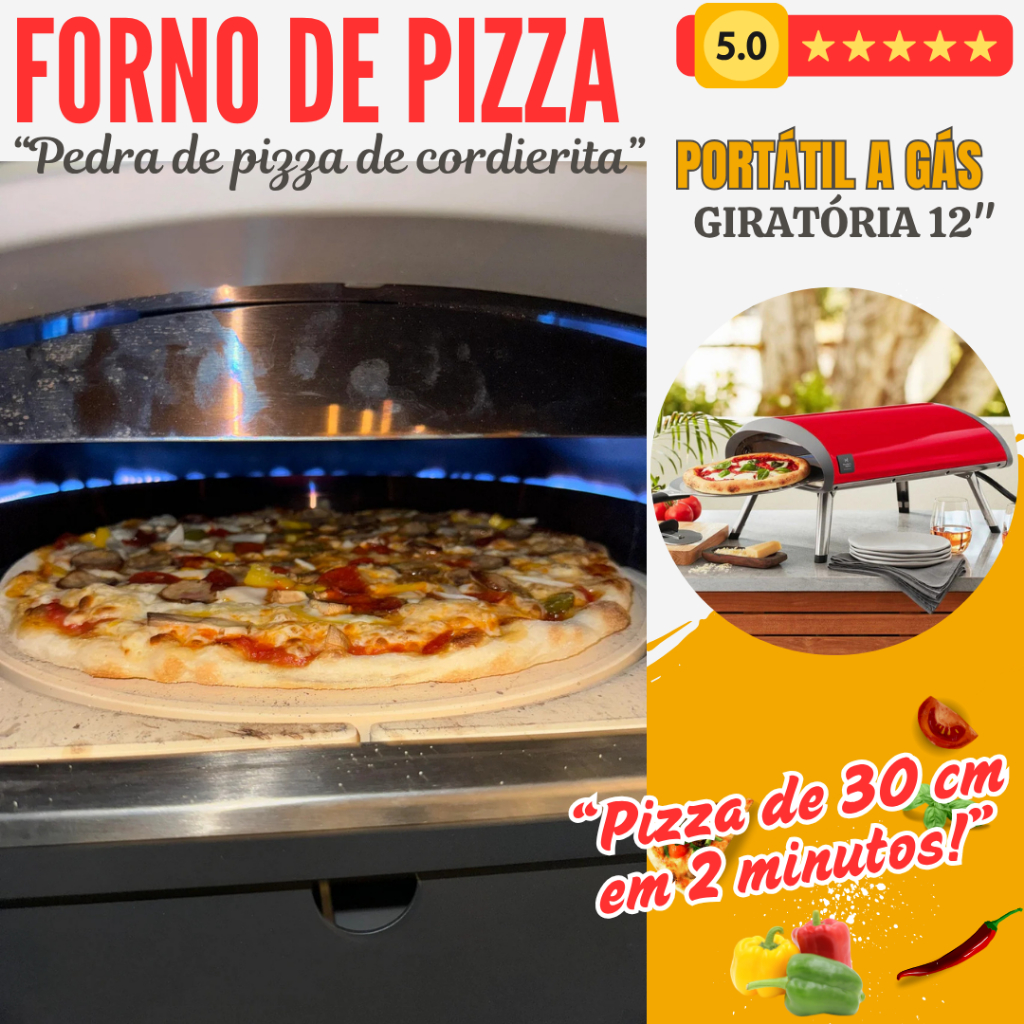 FORNO DE PIZZA GIRATÓRIO PORTÁTIL A GÁS M. MARK - AUTÊNTICA PIZZA