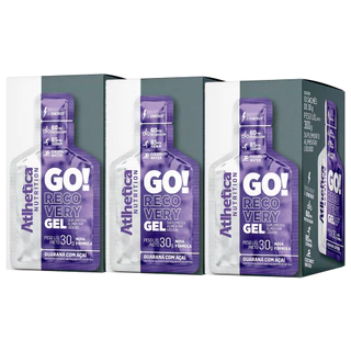 Atlhetica Nutrition Kit 3x Go! Recovery Gel Display 10 Sachês 30g Cada Sem Cafeína - Total 30 Sachês