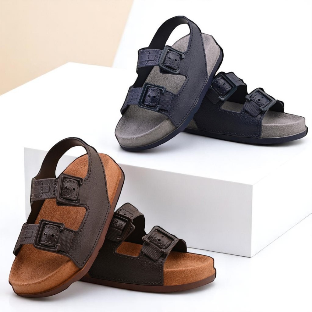 Sandália modinha Kids Masculina Confortável Nas Cores Marrom/Azul Calce Fácil Alta qualidade