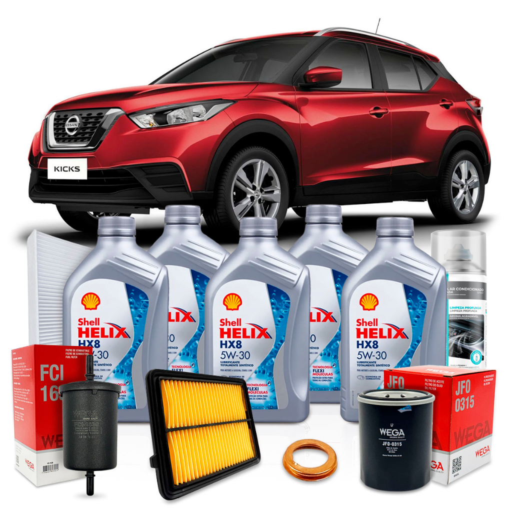 Kit Revisão Troca De Oleo Shell 5w30 Nissan Kicks 1.6 2016 2017 2018 ...
