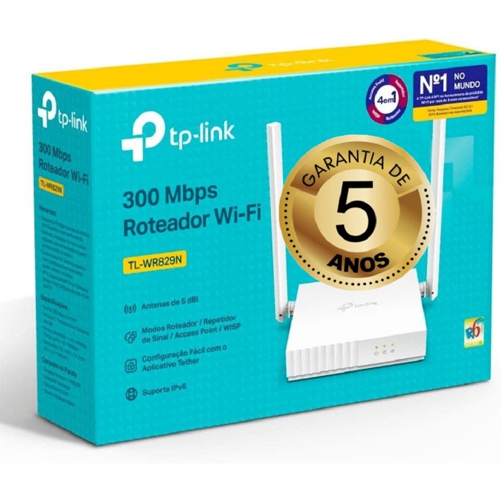 Roteador Wi-Fi TP-Link TL-WR829N Multimodo 300 Mbps 5dbi IPTV IGMP Proxy Snooping Bridge Tag VLAN