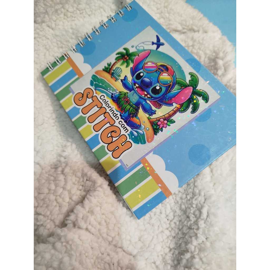Livro Colorir Stitch Caderno de pintar Capa Dura Azul Aspiral Alta ...