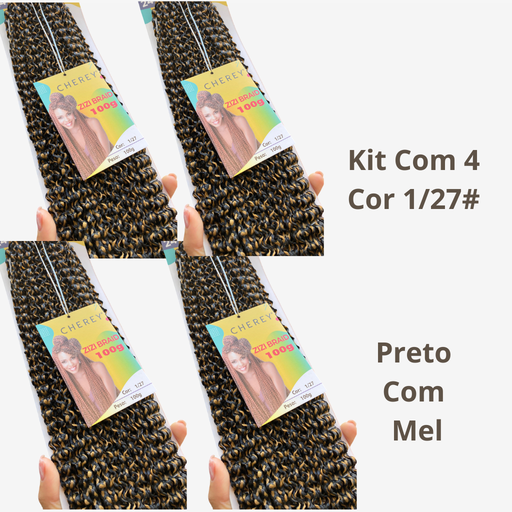 Kit 4 Pacotes De Cabelo Miojinho (Cor 1/27 Preto Com Mel) Total