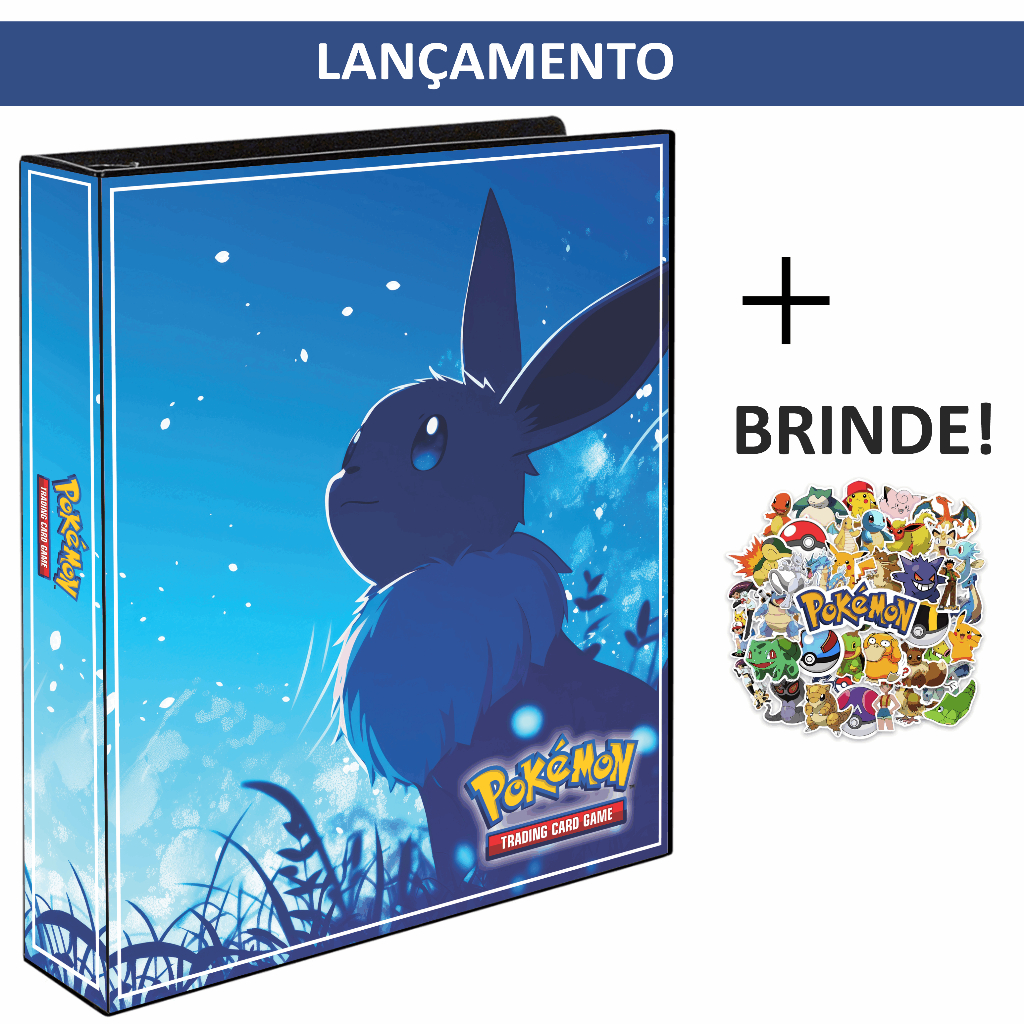 Fichário EEVEE Álbum Grande Capa Dura Pokemon Pasta Cartas TCG Original