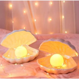 Luminária LED Pérola Concha Decorativa | Luz Noturna para Quarto Presente Criativo