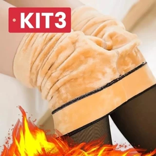 Kit 3 Meia-Calça Térmica Forrada Peluciada Translúcida De Lã Quente Feminina Para Inverno em Oferta na Shopee