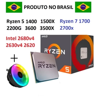 Processador Amd Ryzen 5 1400 1500X 2200G 2600x 3500X 3600, Ryzen 7 1700 2700X - Intel 2680 2630v4 OEM Am4 + Cooler RGB