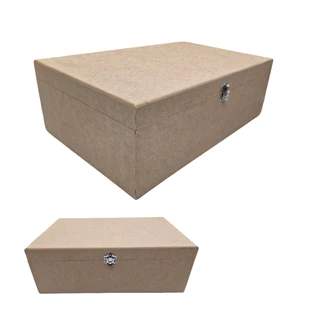 Caixa com fecho lisa e dobradiças em Mdf cru organizadora 35x23x12cm