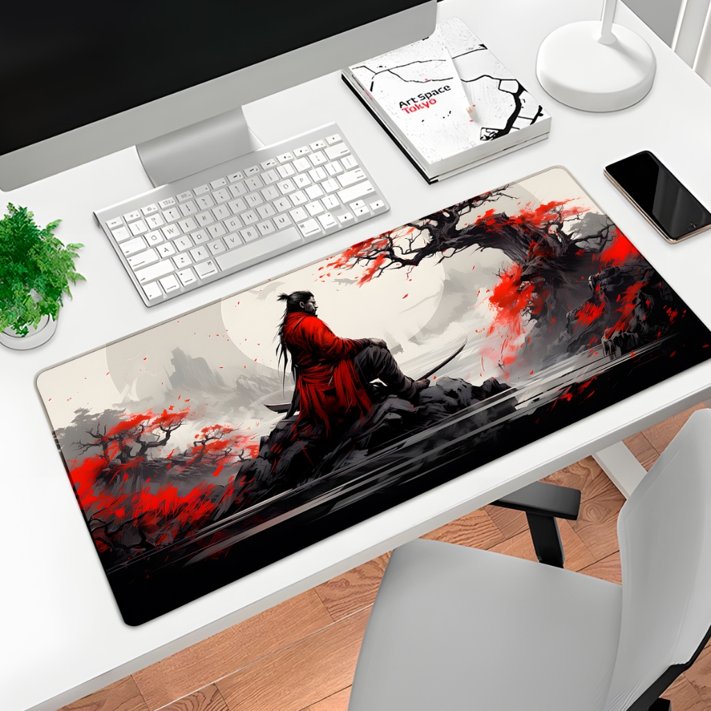 Mouse Pad Gamer p/ Destktop Borda Costurada Periférico Samurais