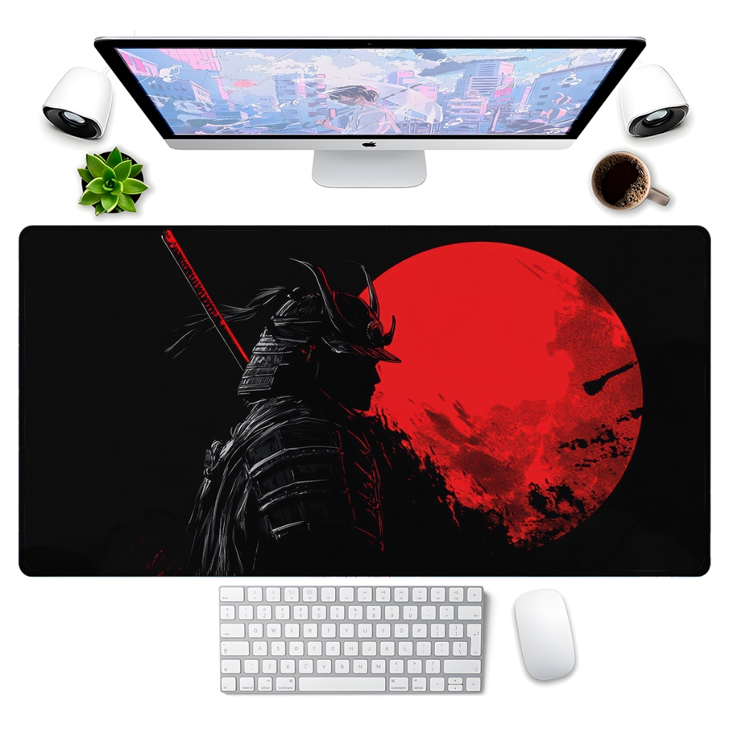Mouse Pad Gamer p/ Destktop Borda Costurada Periférico Diversas Estampas Japão Samurais