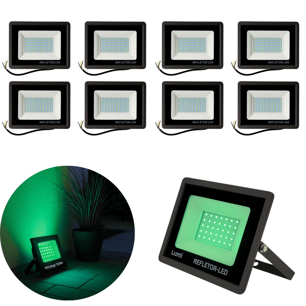 8 Refletores Led Verde 100w Holofote Potente Externo | Shopee Brasil