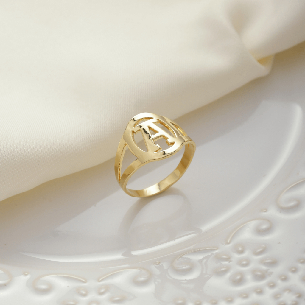Anel Feminino Letra Inicial A-Z Nome Semijoia Dourado Folheado Ouro 18k ...