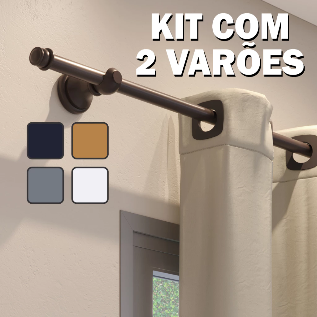 Kit 2 Varões de Madeira Premium para Cortina