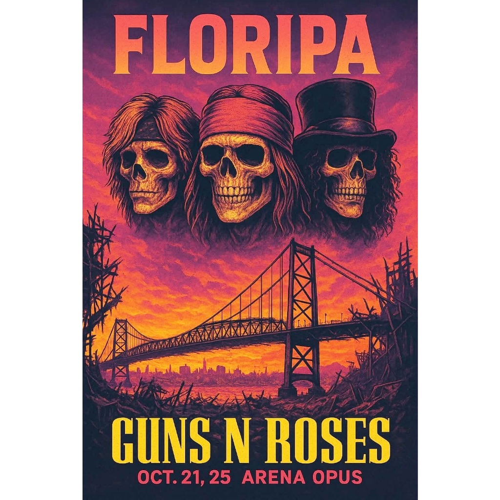Pôster - GUNS n ROSES - Floripa - Art Decora - 33 cm x 48 cm