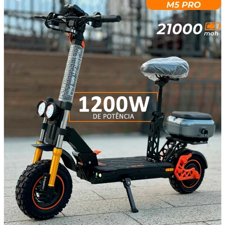 Moto Elétrica Scooter Patinete Elétrico Adulto com banco Duplo 1200w 52Km/h Off Road Com Painel LED