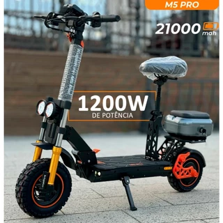 Moto Elétrica Scooter Patinete Elétrico Adulto com Banco Duplo 1200w 52Km/h Off Road Com Painel LED