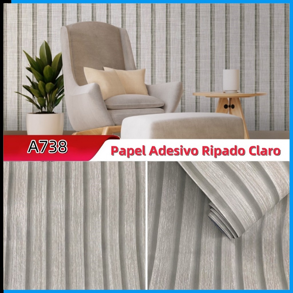 Papel de Parede Adesivo Ripado Ripa Clara Ideal para Envelopamento ...
