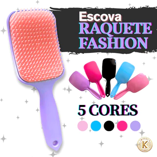 Escova Raquete Desembaraçadora Fashion – Cabelos Lisos, Cacheados e Crespos