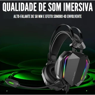 Headset Gamer Pro RGB com Microfone e Ajuste de Volume Acompanha Cabo P2/2P2 DELTA-F5032